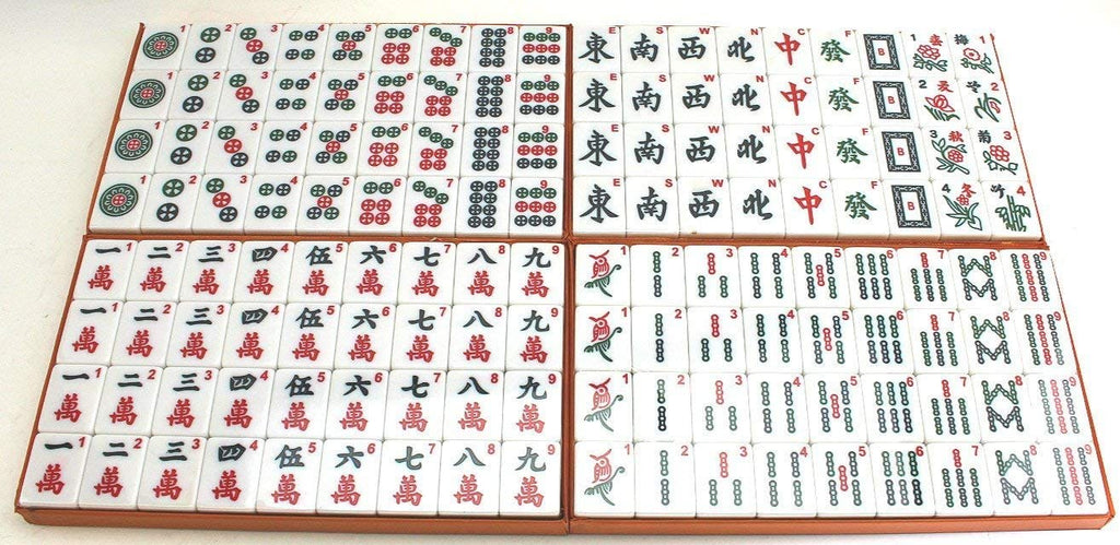 Chinese Mahjong Set X-Large 144 Ivory Color Tile 1.5 Tiles Mah-jongg with  Case