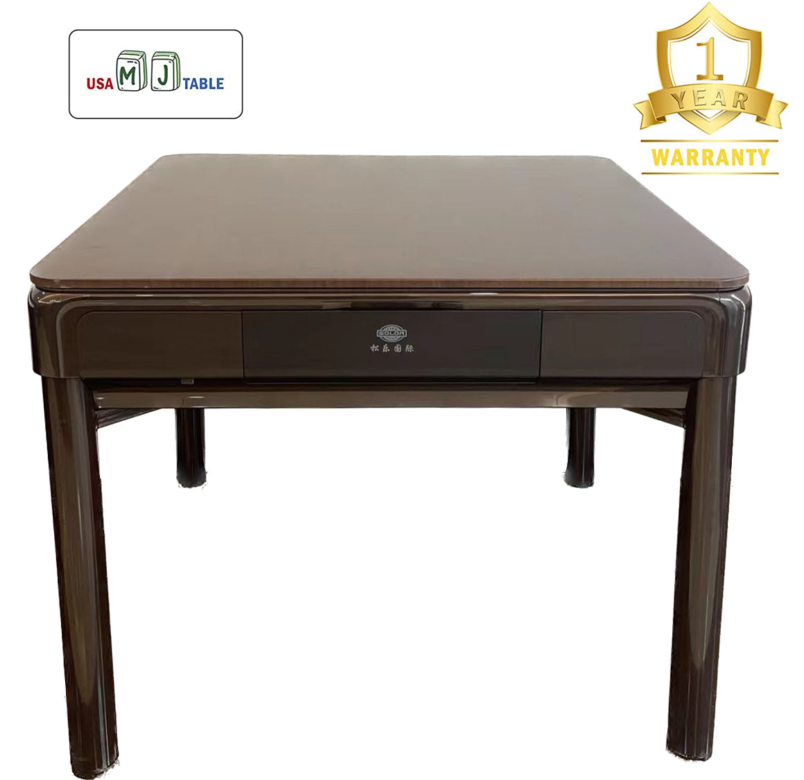 MJ-BST 松乐四腿餐桌款电动麻将桌 Automatic Mahjong Table Coffee Color 4-Legs Dining Table Style with No-Numberes Chinese Style tiles 适配中式无数字牌